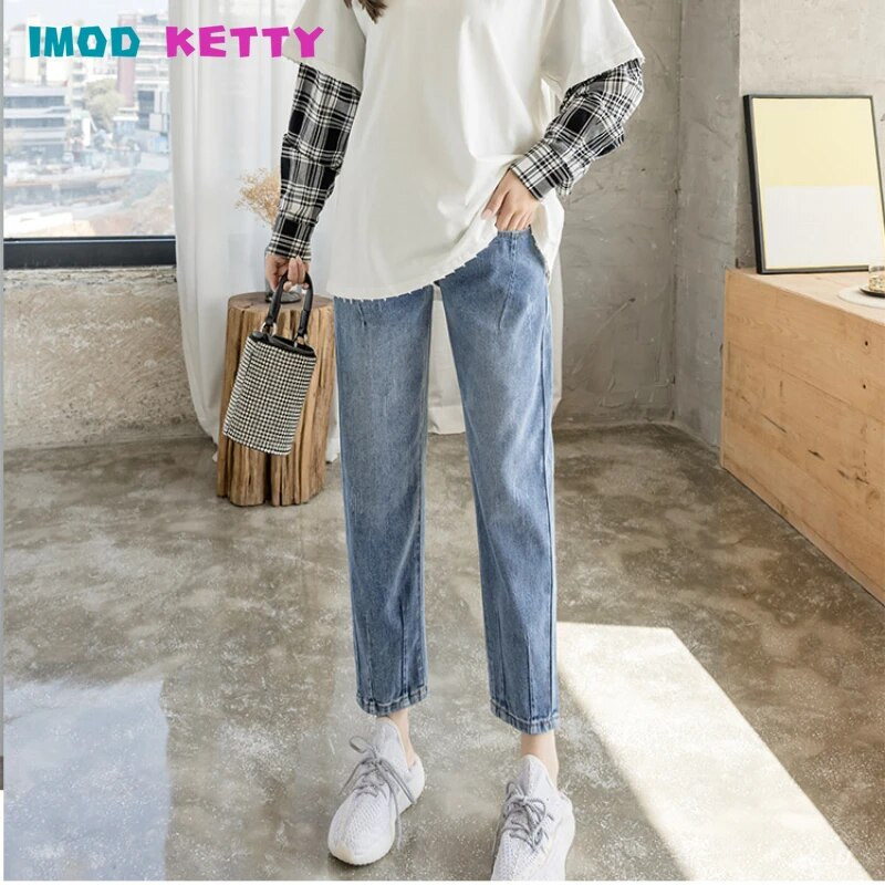 Haine pentru femei ocazional largi abdominali blugi de sarcină Îmbrăcăminte de maternitate Blugi de maternitate de toamnă pantaloni harem din denim pentru gravide