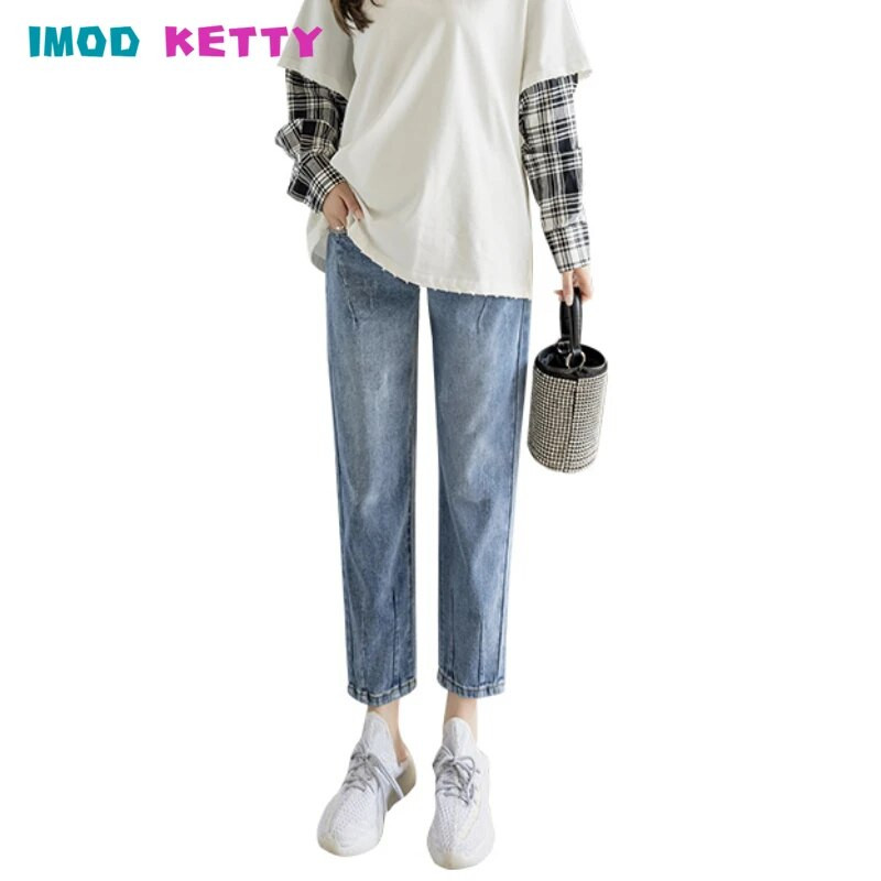 Haine pentru femei ocazional largi abdominali blugi de sarcină Îmbrăcăminte de maternitate Blugi de maternitate de toamnă pantaloni harem din denim pentru gravide