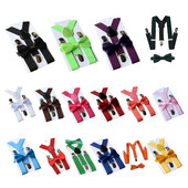 Hot kf-Children Copii Băieți Fete Bretele cu clips Bretele elastice reglabile cu papion drăguț portocaliu