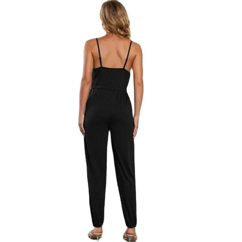 Premama ολόσωμη φόρμα σπαγγέτι με λουράκι 2023 Καλοκαιρινή φόρμα εγκυμοσύνης για έγκυες Παντελόνια εγκυμοσύνης με μασίφ V λαιμόκοψη