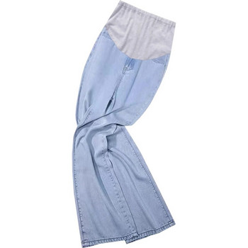Летни тънки дънки за бременни Винтидж Сини с висока талия Свободни ежедневни дънкови панталони за бременни жени Прави панталони за бременност