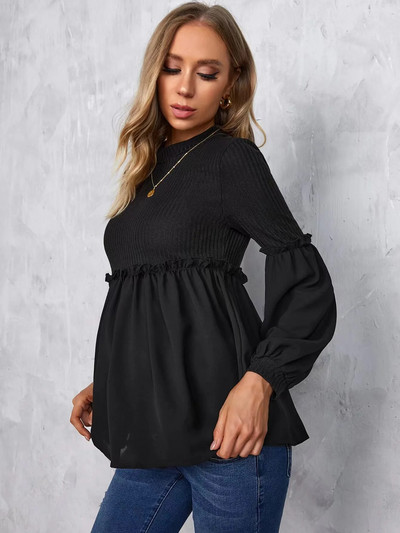 Ρούχα εγκυμοσύνης Premama μακρυμάνικο πουκάμισο μπλούζα άνοιξη φθινόπωρο έγκυες γυναίκες πουλόβερ μπλούζα με λαιμόκοψη Κορυφαία ρούχα εγκυμοσύνης