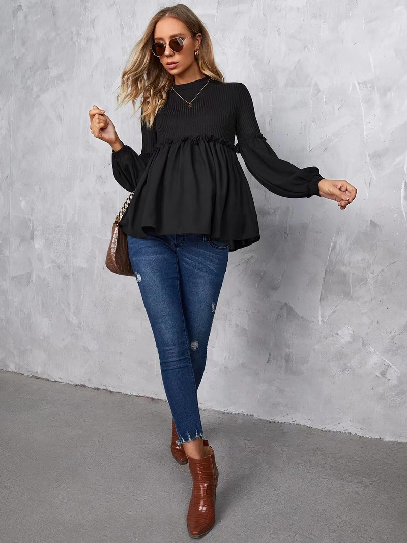 Drabužiai nėščiosioms Premama ilgomis rankovėmis palaidinės marškinėliai pavasario rudeniui nėščioms moterims palaidinė su kakleliu megztinis Nėštumo drabužiai