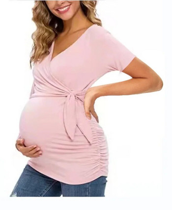 Είδη εγκυμοσύνης Κοντομάνικα μπλουζάκια εγκυμοσύνης Καλοκαιρινά μπλουζάκια Θηλασμός με λαιμόκοψη V Sexy μπλουζάκια έγκυες γυναίκες που θηλάζουν