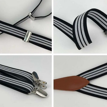 Yienws Leather Suspensorio Man Bow Tie Suspenders for Men Striped Ligas Breteles Mens Bow Tie Suspenders for Pantoals 115cm YiA074