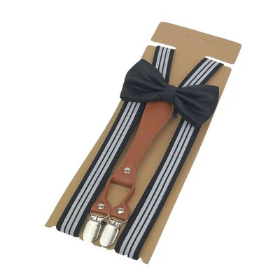 Yienws Δερμάτινο Suspensorio Ανδρικό παπιγιόν Ζαρτιέρες Ανδρικές Ριγέ Ligas Breteles Ανδρικά Σιδεράκια για Παντελόνι 115cm YiA074