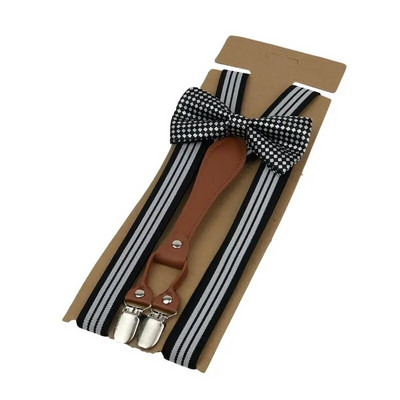 Yienws Δερμάτινο Suspensorio Ανδρικό παπιγιόν Ζαρτιέρες Ανδρικές Ριγέ Ligas Breteles Ανδρικά Σιδεράκια για Παντελόνι 115cm YiA074