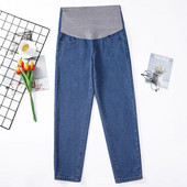 2023 toamna maternitate burta blugi cu talie inalta Abdomen pantaloni drepti cu canistra creion pantaloni Haroun denim blugi femei gravide albastru