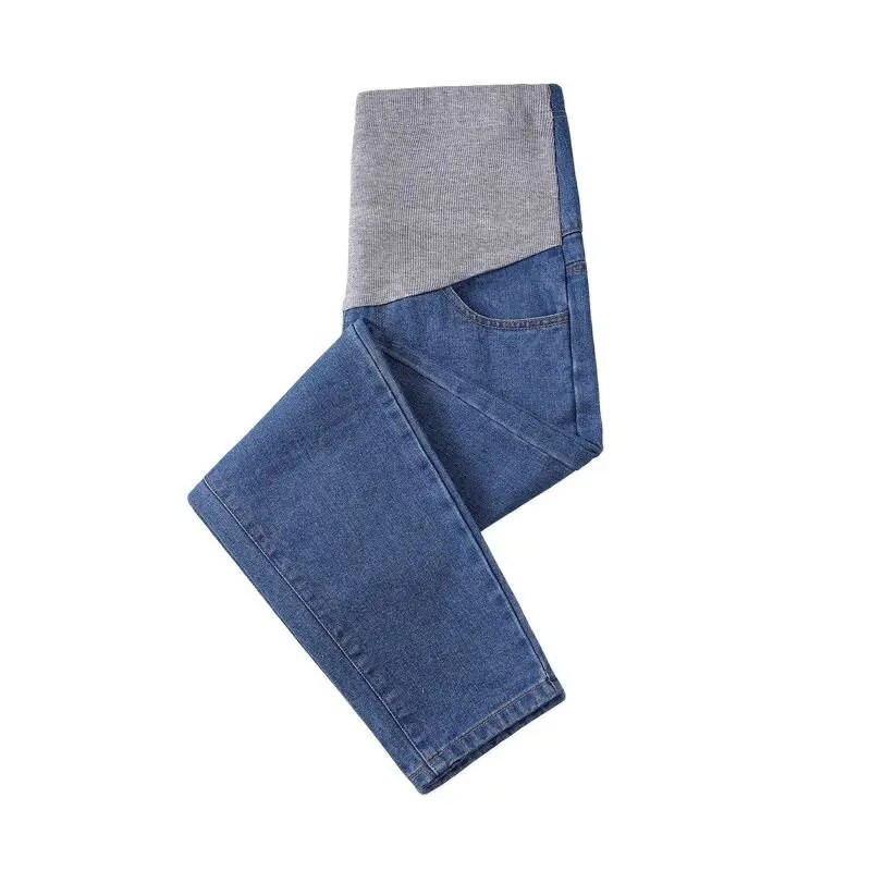 2023 toamna maternitate burta blugi cu talie inalta Abdomen pantaloni drepti cu canistra creion pantaloni Haroun denim blugi femei gravide albastru