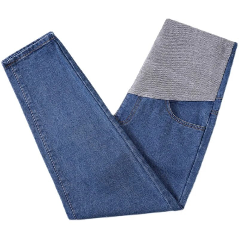 2023 toamna maternitate burta blugi cu talie inalta Abdomen pantaloni drepti cu canistra creion pantaloni Haroun denim blugi femei gravide albastru