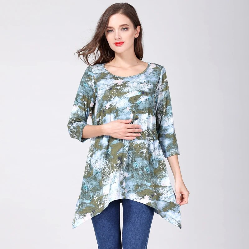 Pavasario vasaros rūbai nėščioms moterims netaisyklingos žindymo spalvos marškinėliai, skirti nėščioms moterims.