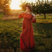 Boemska trudnička haljina za foto snimanje Udobna lanena pamučna haljina na jedno rame za trudnice Boho haljina za tuširanje djeteta