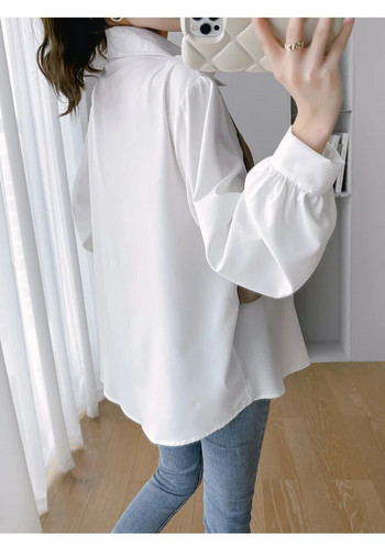 Изкуствени ризи за бременни в корейски стил от две части, елегантни блузи за бременни жени, пачуърк с дълги ръкави и дълги ръкави