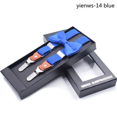 Yienws Bretele pentru bărbați și papion pentru adulți, pantaloni cu nasturi cu 3 agrafe, bretele Suspensorio femei, bretele roz roșii, set papion YiA036