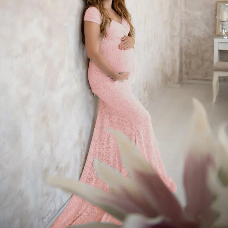 Trudnička haljina za fotografiranje Novo proljeće 2022. Elegantne čipkaste duge duge haljine bez rukava za trudnice Večernja odjeća