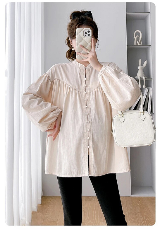 2024 m. pavasario mados marškinėliai nėščiosioms Didingo dydžio marškiniai ilgomis rankovėmis, palaidinės, palaidinės, nėščiosios