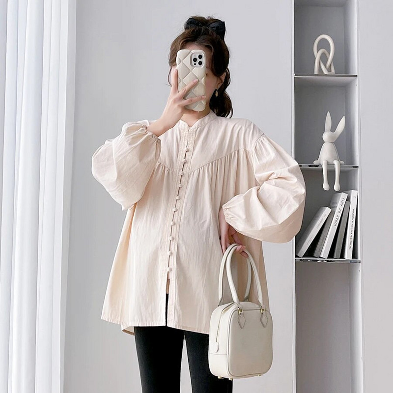 2024 m. pavasario mados marškinėliai nėščiosioms Didingo dydžio marškiniai ilgomis rankovėmis, palaidinės, palaidinės, nėščiosios