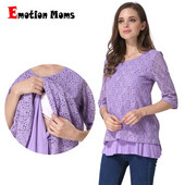 Emotion Moms Nou cu mâneci 3/4 din dantelă de maternitate Top Sarcină Topuri de alăptare pentru femei gravide Tricou de maternitate