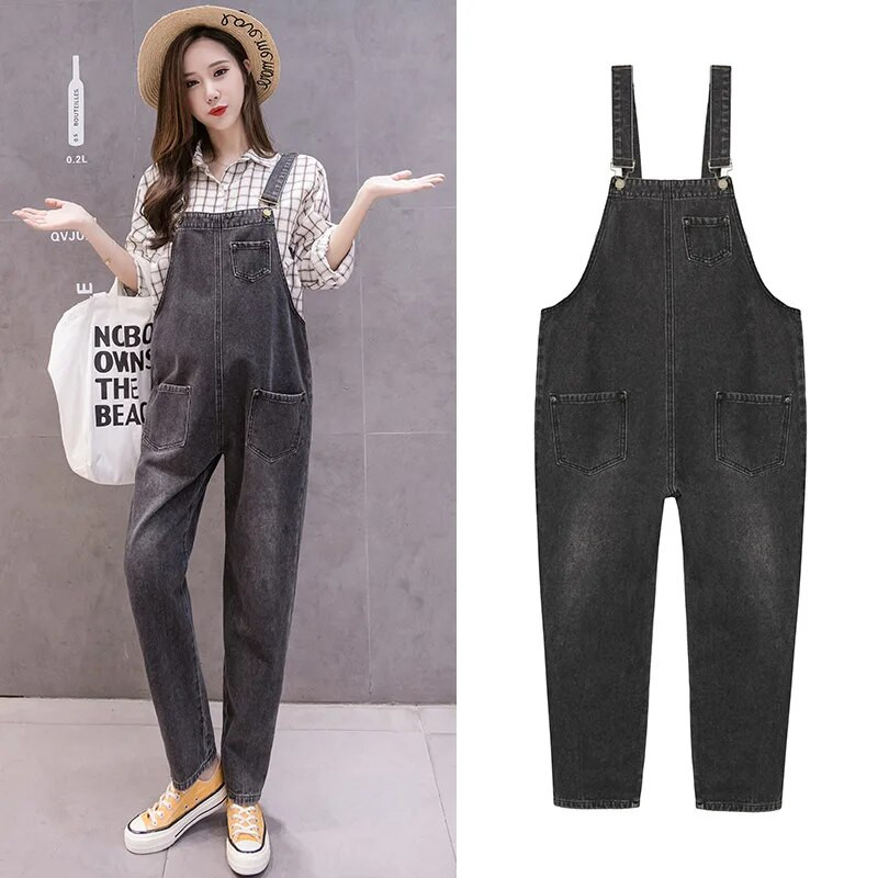 Džinsiniai Nėščiųjų Džinsai Kelnės su antkrūtiniu Kombinezonai Laisvi reguliuojamos kelnės Drabužiai nėščiosioms Nėštumo džinsai Kombinezonas Darbo drabužiai