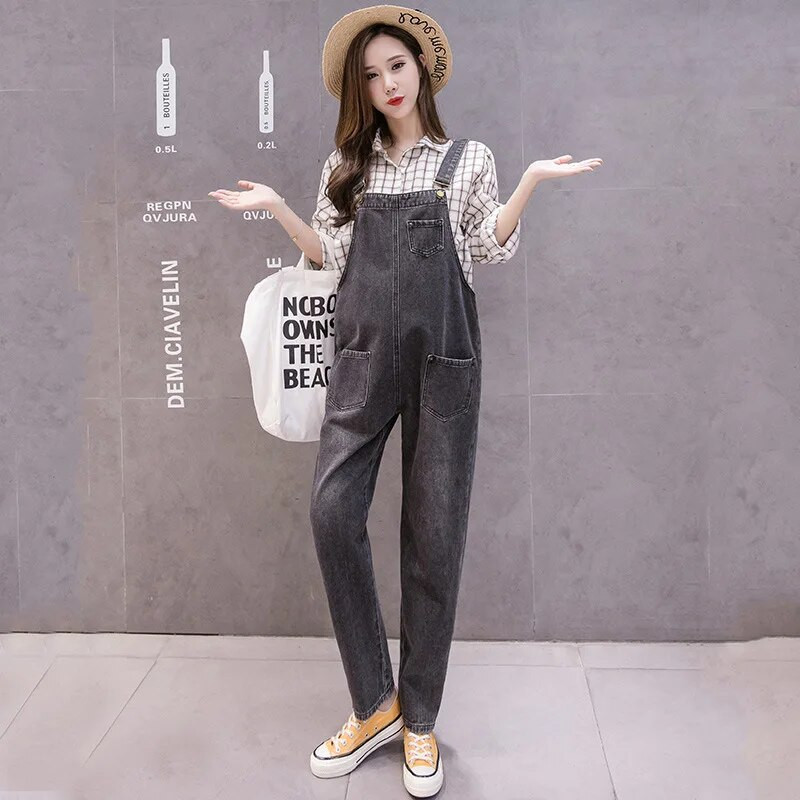 Džinsiniai Nėščiųjų Džinsai Kelnės su antkrūtiniu Kombinezonai Laisvi reguliuojamos kelnės Drabužiai nėščiosioms Nėštumo džinsai Kombinezonas Darbo drabužiai