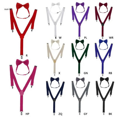 X7YA Unisex regulējami Y veida mugurpuses balstiekārtas tauriņa kaklasaites komplekts, saspraužamie bikšturi elastīgas kāzas