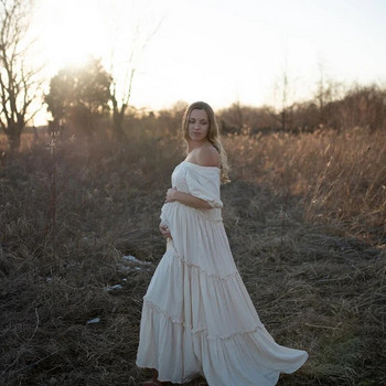 Бохемска памучна рокля за бременни снимки за фотосесия Бременни жени за бебешко парти Рокля за фотосесия Реквизит за снимки Рокля