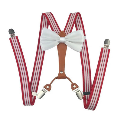 Bretele Yienws papion pentru bărbați 4 agrafe pantaloni bretele pentru bărbați fluture bretele masculin bleumarin maro suspensorio 2,5*115 cm YiA104