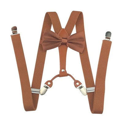 Bretele Yienws papion pentru bărbați 4 agrafe pantaloni bretele pentru bărbați fluture bretele masculin bleumarin maro suspensorio 2,5*115 cm YiA104