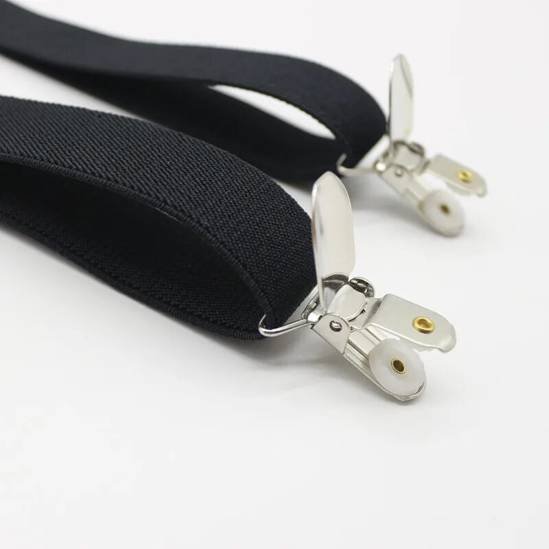 Bretele Yienws papion pentru bărbați 4 agrafe pantaloni bretele pentru bărbați fluture bretele masculin bleumarin maro suspensorio 2,5*115 cm YiA104