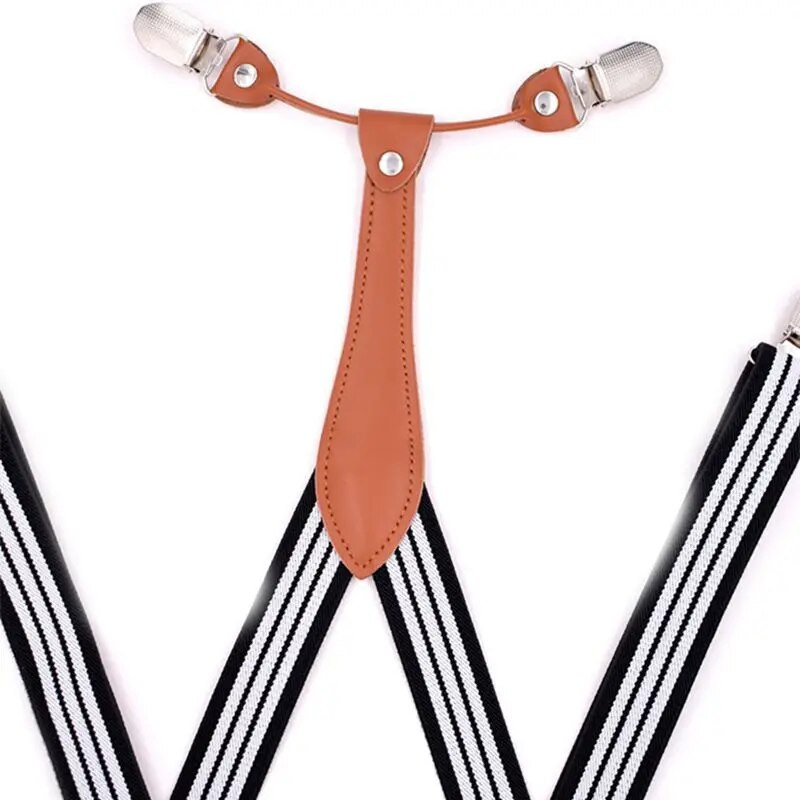Bretele Yienws papion pentru bărbați 4 agrafe pantaloni bretele pentru bărbați fluture bretele masculin bleumarin maro suspensorio 2,5*115 cm YiA104