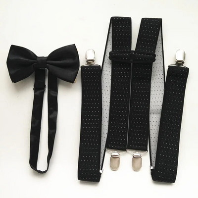Seturi de papion pentru bărbați cu imprimeuri cu puncte pentru femei, cu bretele elastice înalte, în formă de H, cu bretele pentru gât, set de cravată pentru băieți adulți LB066