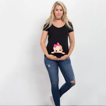 Γυναικεία μπλουζάκι εγκυμοσύνης It\'s a girl Baby print Μπλουζάκια εγκύου εγκυμοσύνης Αστεία μπλουζάκια για έγκυες καλοκαιρινά μπλουζάκια έγκυες