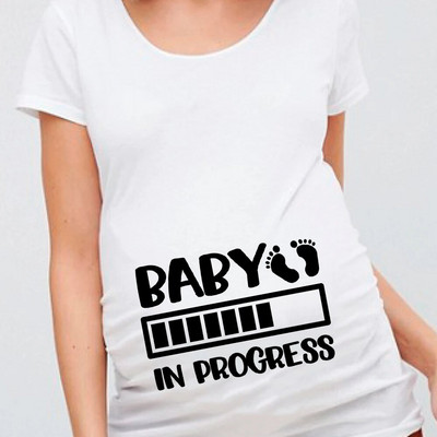Női terhes póló It`s A Girl Baby Print terhes kismama pólók Vicces terhes nők nyári pólók terhes felsők