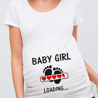 Női terhes póló It`s A Girl Baby Print terhes kismama pólók Vicces terhes nők nyári pólók terhes felsők