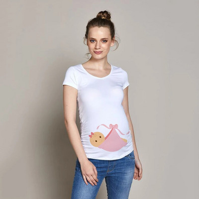 Női terhes póló It`s A Girl Baby Print terhes kismama pólók Vicces terhes nők nyári pólók terhes felsők