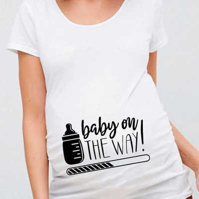 Női terhes póló It`s A Girl Baby Print terhes kismama pólók Vicces terhes nők nyári pólók terhes felsők