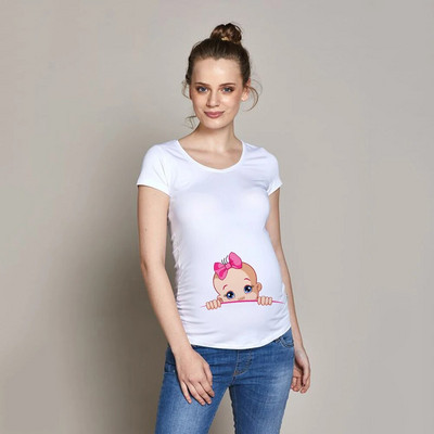 Női terhes póló It`s A Girl Baby Print terhes kismama pólók Vicces terhes nők nyári pólók terhes felsők