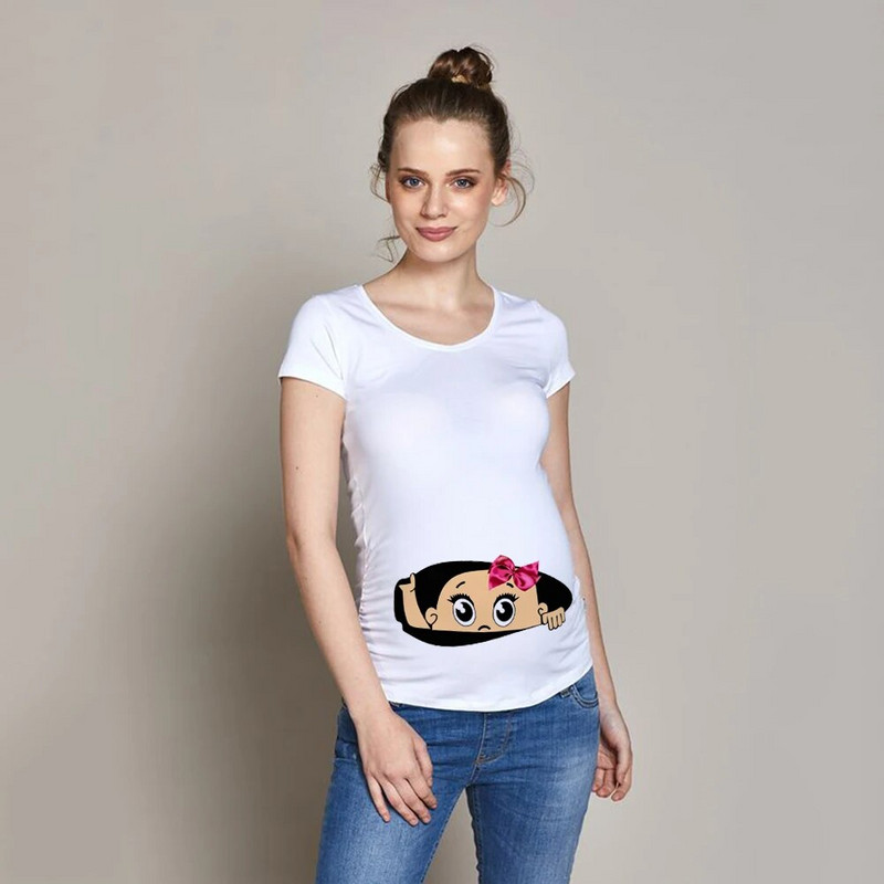 Nėščioms moterims skirti marškinėliai It's A Girl Baby Print Nėščios motinystės marškinėliai Juokingi nėščių moterų vasariniai marškinėliai nėščioms moterims