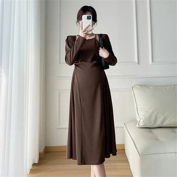 Γαλλική μόδα Φόρεμα έγκυων γυναικών 2023 Άνοιξη και Φθινόπωρο Νέο Μαύρο Φόρεμα Laydown υψηλής ποιότητας Μακρύ φόρεμα για έγκυες γυναίκες