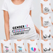 Baby on Board Nem Reaval Print Terhes póló Kismama rövid ujjú Terhesség Ing