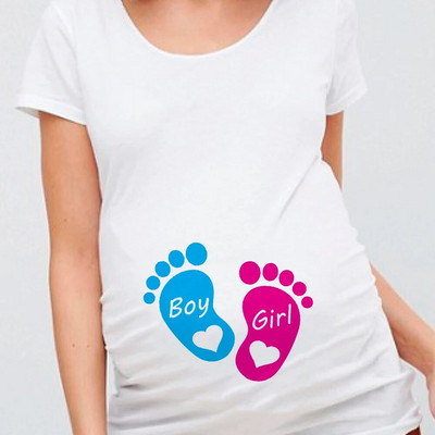 Baby on Board Nem Reaval Print Terhes póló Kismama rövid ujjú Terhesség Ing