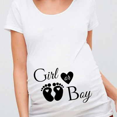 Baby on Board Nem Reaval Print Terhes póló Kismama rövid ujjú Terhesség Ing