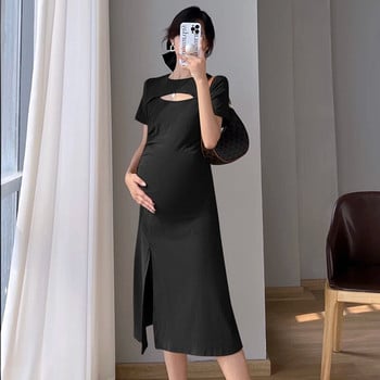 2023 Καλοκαιρινό νέο βαμβακερό φόρεμα εγκυμοσύνης Λεπτά ενδύματα εγκύου με κούφιο λαιμόκοψη Σέξι φορέματα εγκυμοσύνης