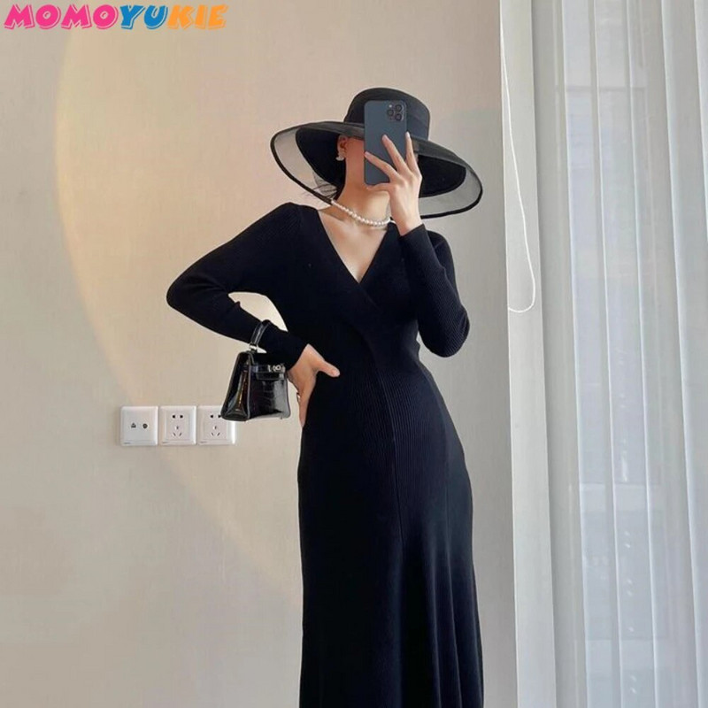 Toamnă Elegantă Rochie Pulovere Sarcină Rochie Maternitate Căldură Toamnă Iarnă Pulover tricotat Rochie Haine pentru gravide