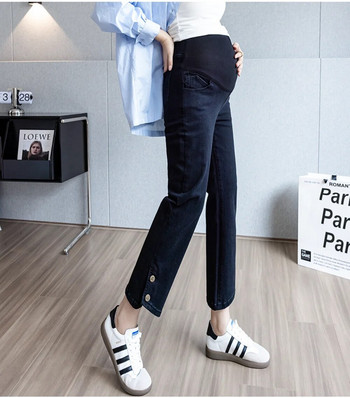 Casual Loose Abdominal Photoshoot εγκυμοσύνης Τζιν κορεατικής μόδας Τζιν εγκυμοσύνης φθινοπωρινό τζιν παντελόνι Ρούχα εγκύων γυναικών