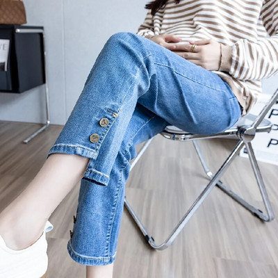 Ocazional largi abdominali ședință foto pentru sarcină Blugi moda coreeană Blugi de maternitate Pantaloni de toamnă din denim Haine pentru femei gravide