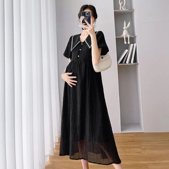 Κορεάτικο στυλ Μόδα Φαρδύ Φόρεμα εγκύων Μονόχρωμο Φόρεμα σιφόν εγκυμοσύνης Φόρεμα εγκυμοσύνης Empire