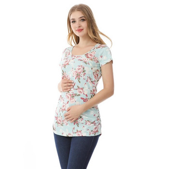 Νέο γυναικείο μπλουζάκι Maternel Κοντό μανίκι Stretch Βαμβακερές μπλούζες Φερμουάρ Θηλασμού Φαρδιά Ρούχα Έγκυος Μεγάλο Μέγεθος