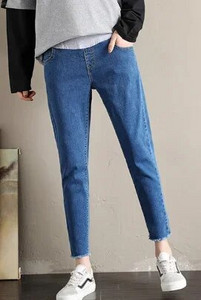 Retro vaļīgi džinsi Grūtniecības Bikses Gravidas Bikses Pavasara Rudens Stretch Denim Džinsi Grūtnieču bikses Grūtniecēm Apģērbs