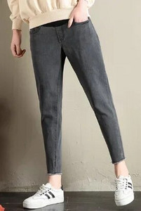 Retro vaļīgi džinsi Grūtniecības Bikses Gravidas Bikses Pavasara Rudens Stretch Denim Džinsi Grūtnieču bikses Grūtniecēm Apģērbs